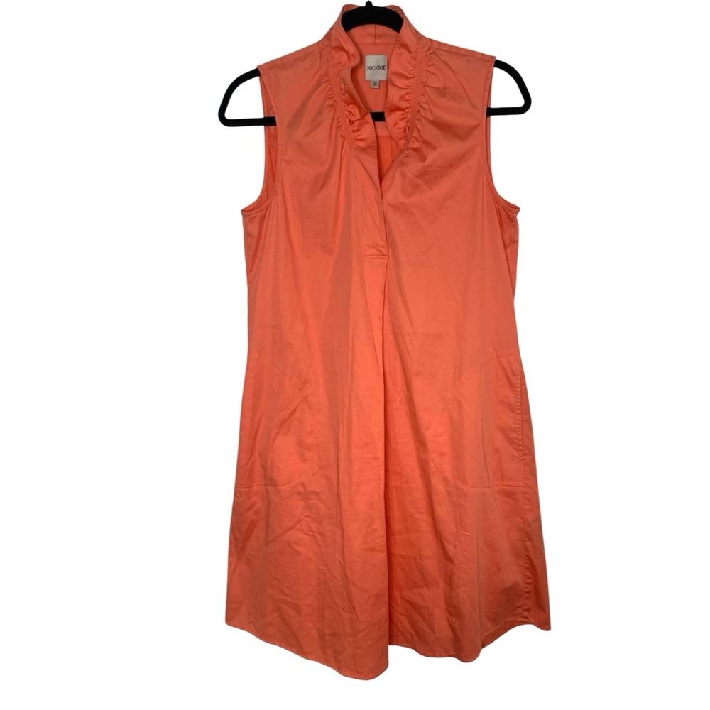 Nic + Zoe Coral Orange Sleeveless Ruffle High Neck Casual Comfortable Dress - Picture 1 of 6